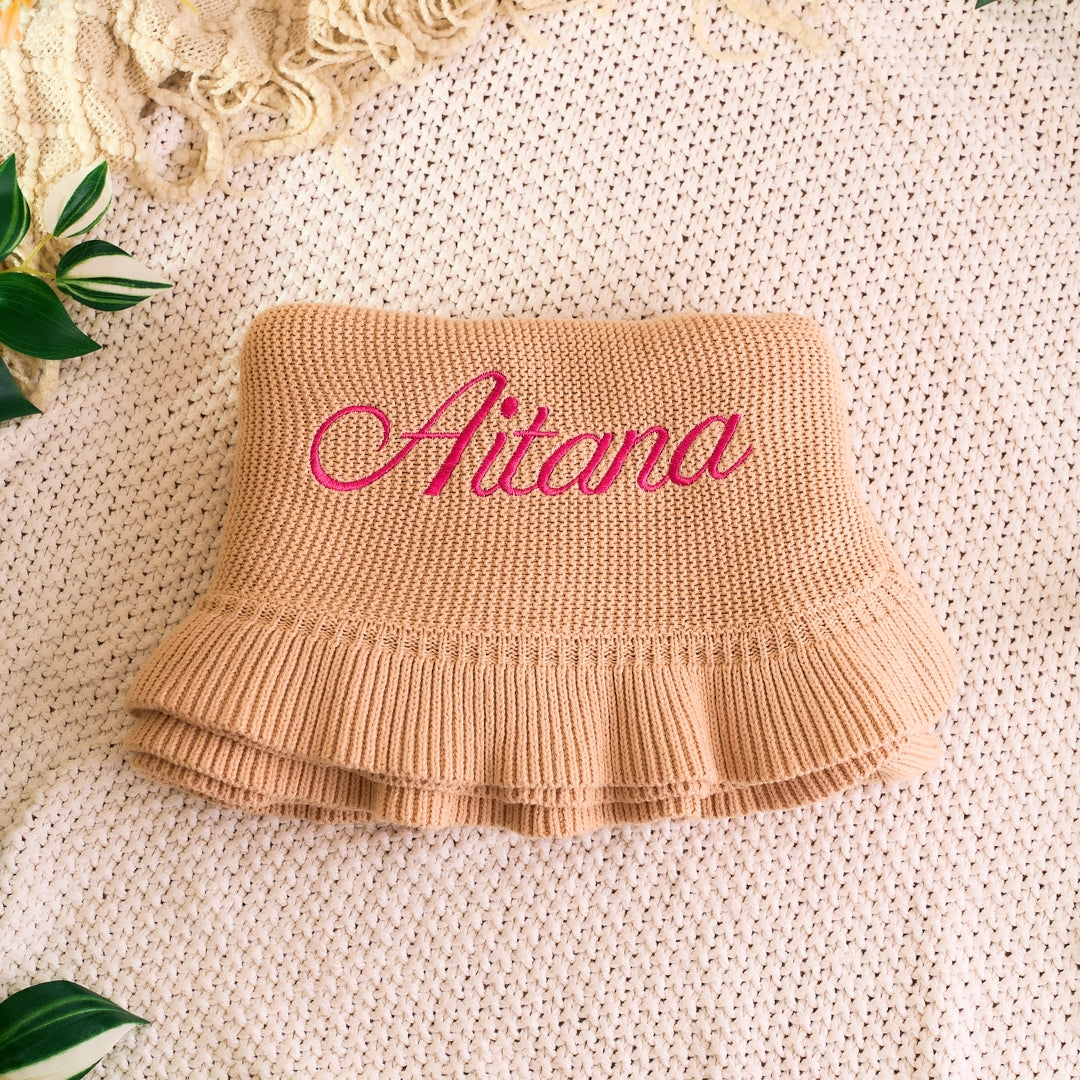 Ruffle Knit Baby Blanket