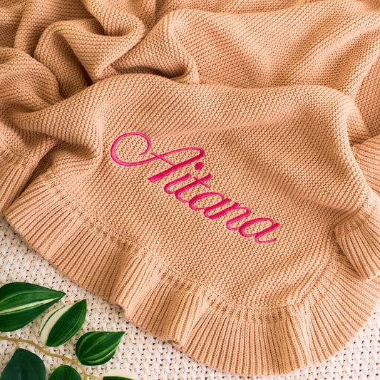 Ruffle Knit Baby Blanket